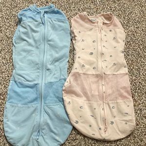 Blue size 2-4 months pink 0-2 perfect condition happiest baby sleep sacks